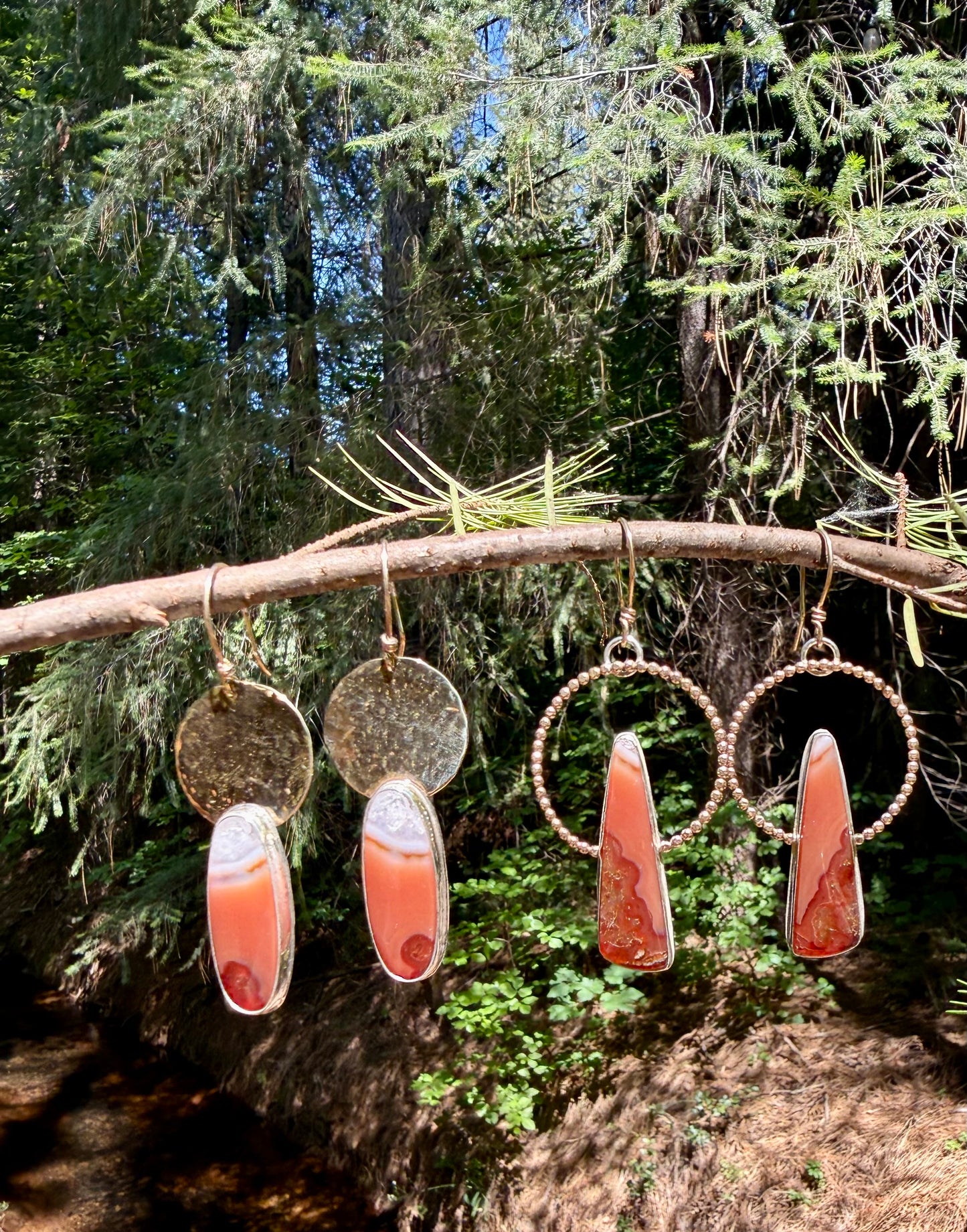 Carnelian New Moon Gold-Filled Earrings