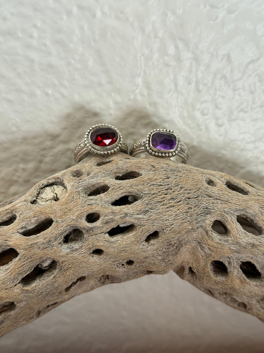 Red Garnet Sterling Silver Ring