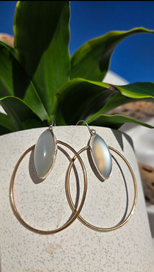 Silky Moonstone Infinity Hoops