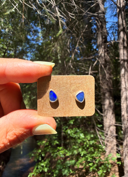 Delicate blue opal studs