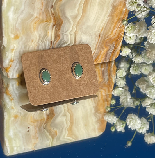 Green Sky Oval Studs
