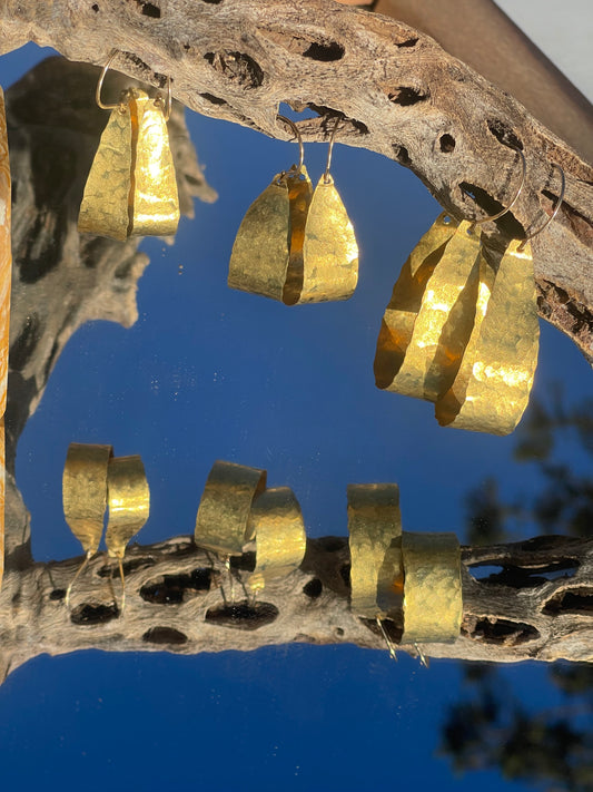 70s Gold Hammered Hoops
