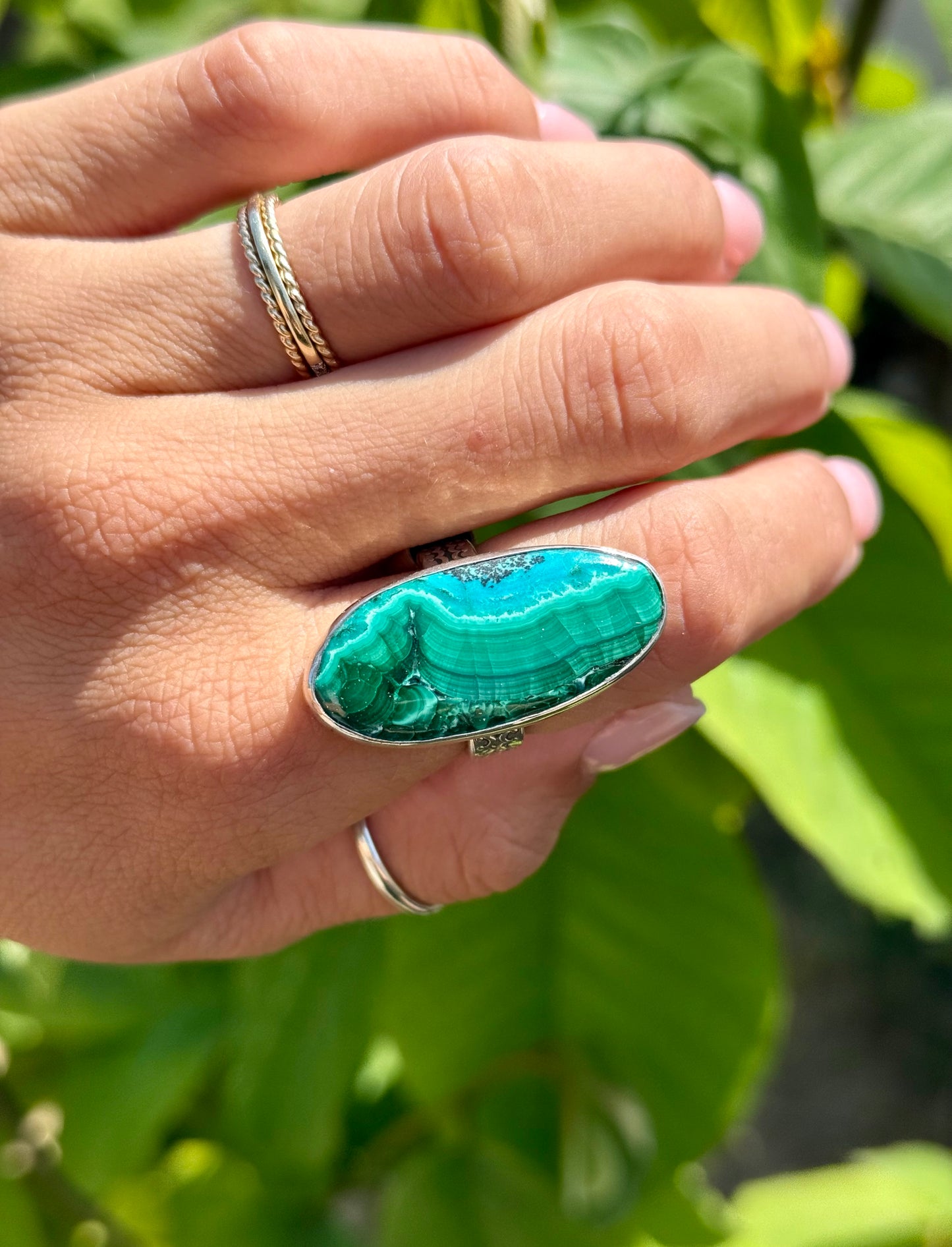 Earth & Water Ring – Malachite & Chrysocolla in Silver