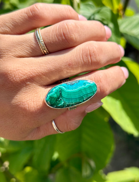 Earth & Water Ring – Malachite & Chrysocolla in Silver