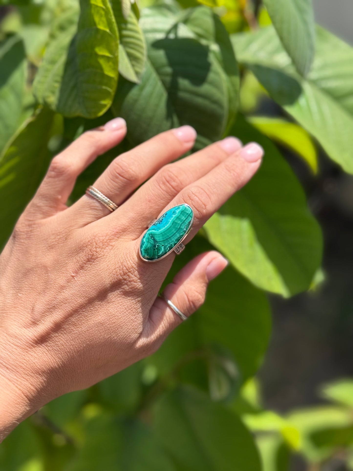Earth & Water Ring – Malachite & Chrysocolla in Silver