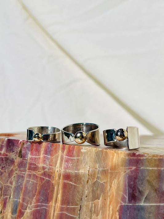 Custom Gold and Silver Art Nouveau Ring