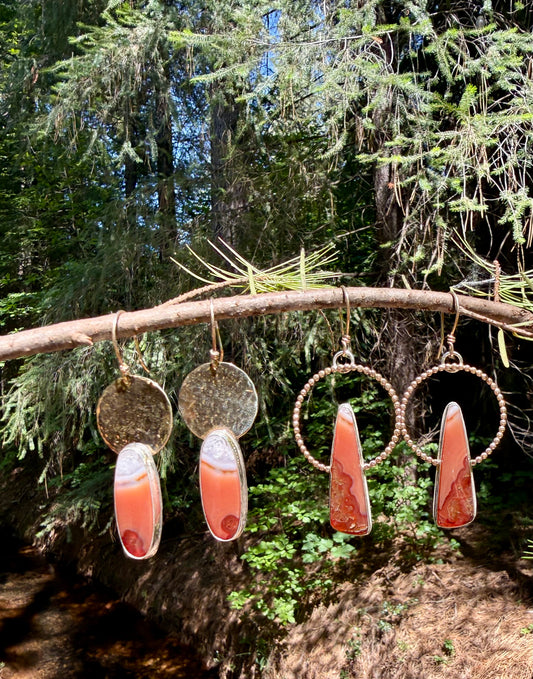 Carnelian New Moon Gold-Filled Earrings