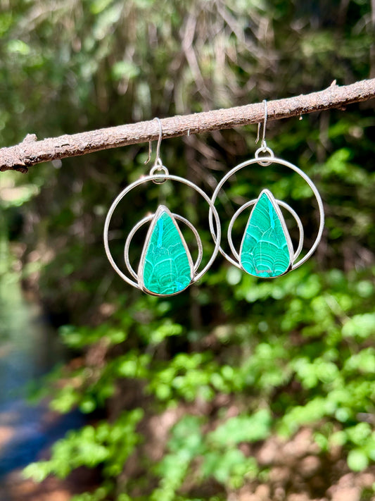 Malachite & Chrysocolla Double Hoop Earrings