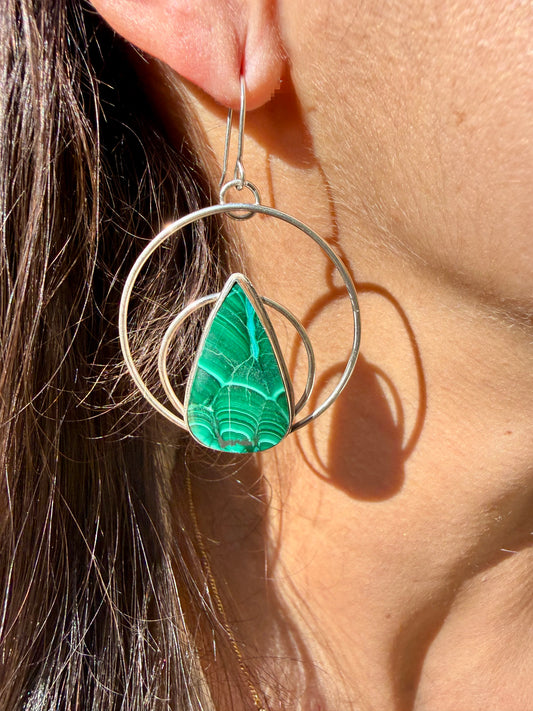 Malachite & Chrysocolla Double Hoop Earrings