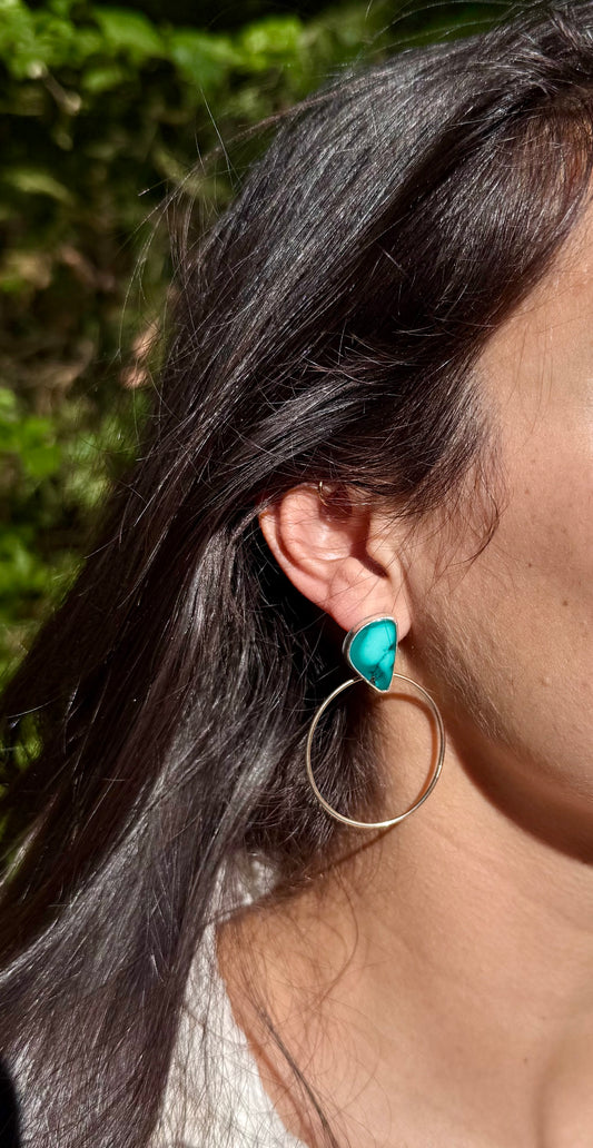 Kingman Turquoise Hoop Studs