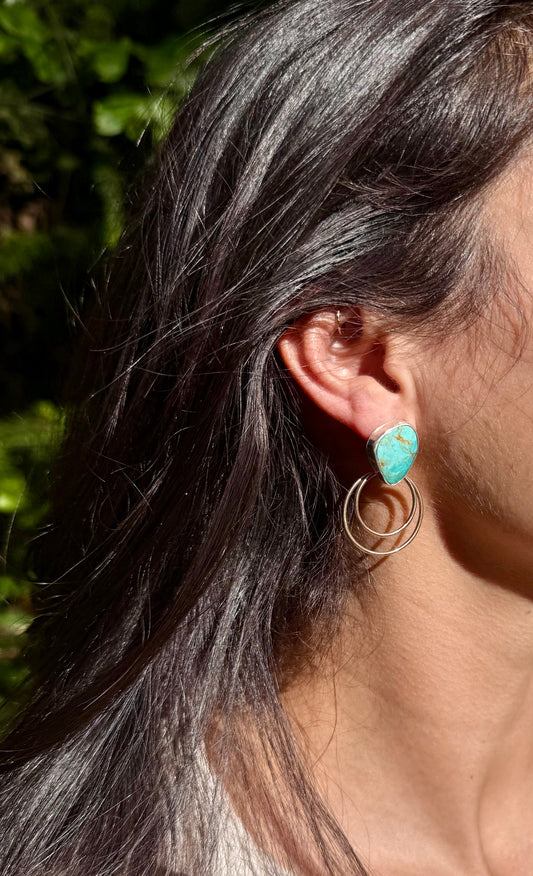 Royston Turquoise Double Hoop Studs