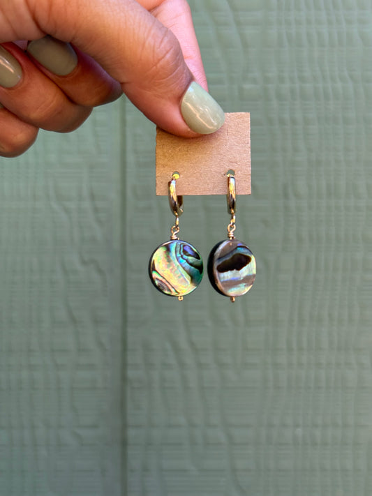 Abalone Gold-Filled Huggie Earrings