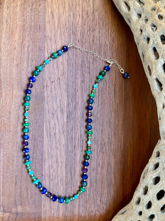 Blue Tides Gemstone Beaded Necklace