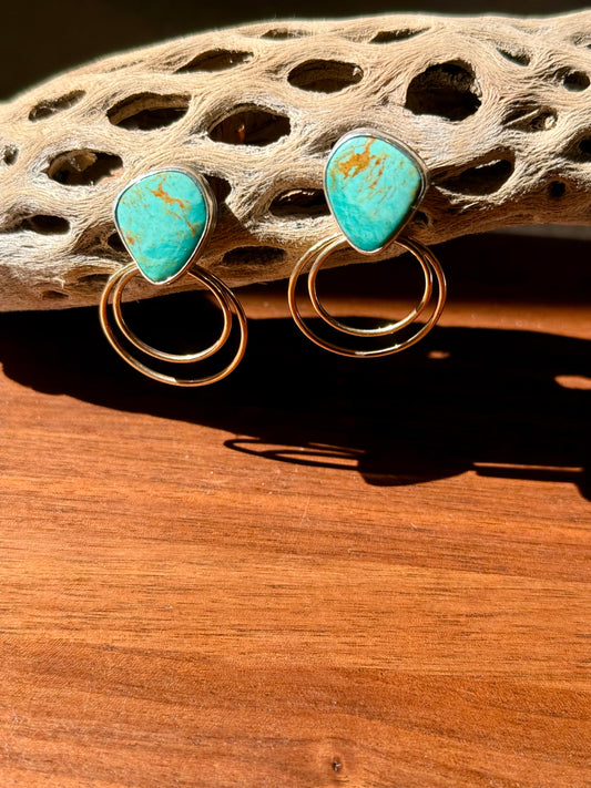 Royston Turquoise Double Hoop Studs