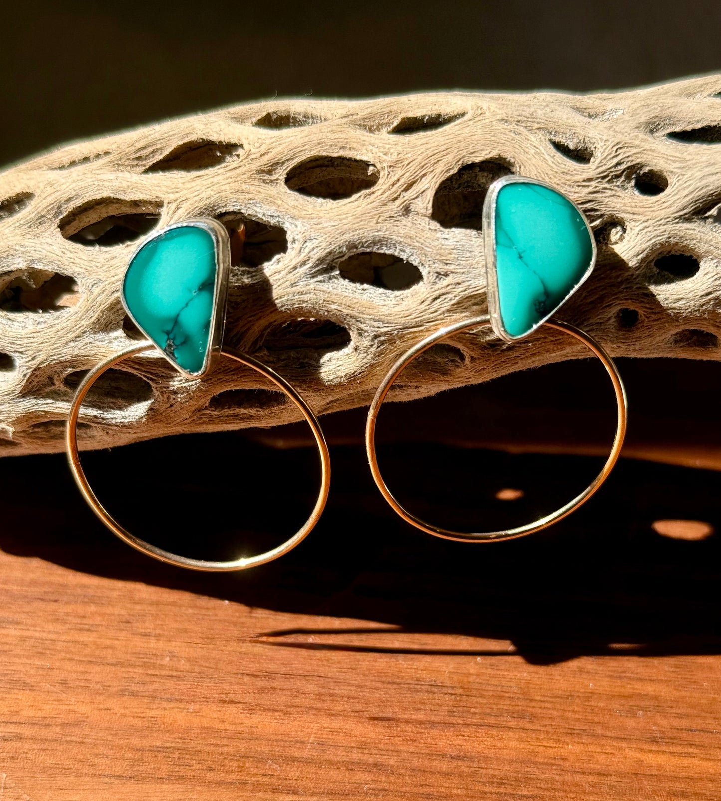 Kingman Turquoise Hoop Studs