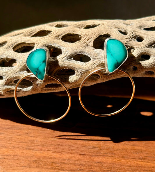 Kingman Turquoise Hoop Studs
