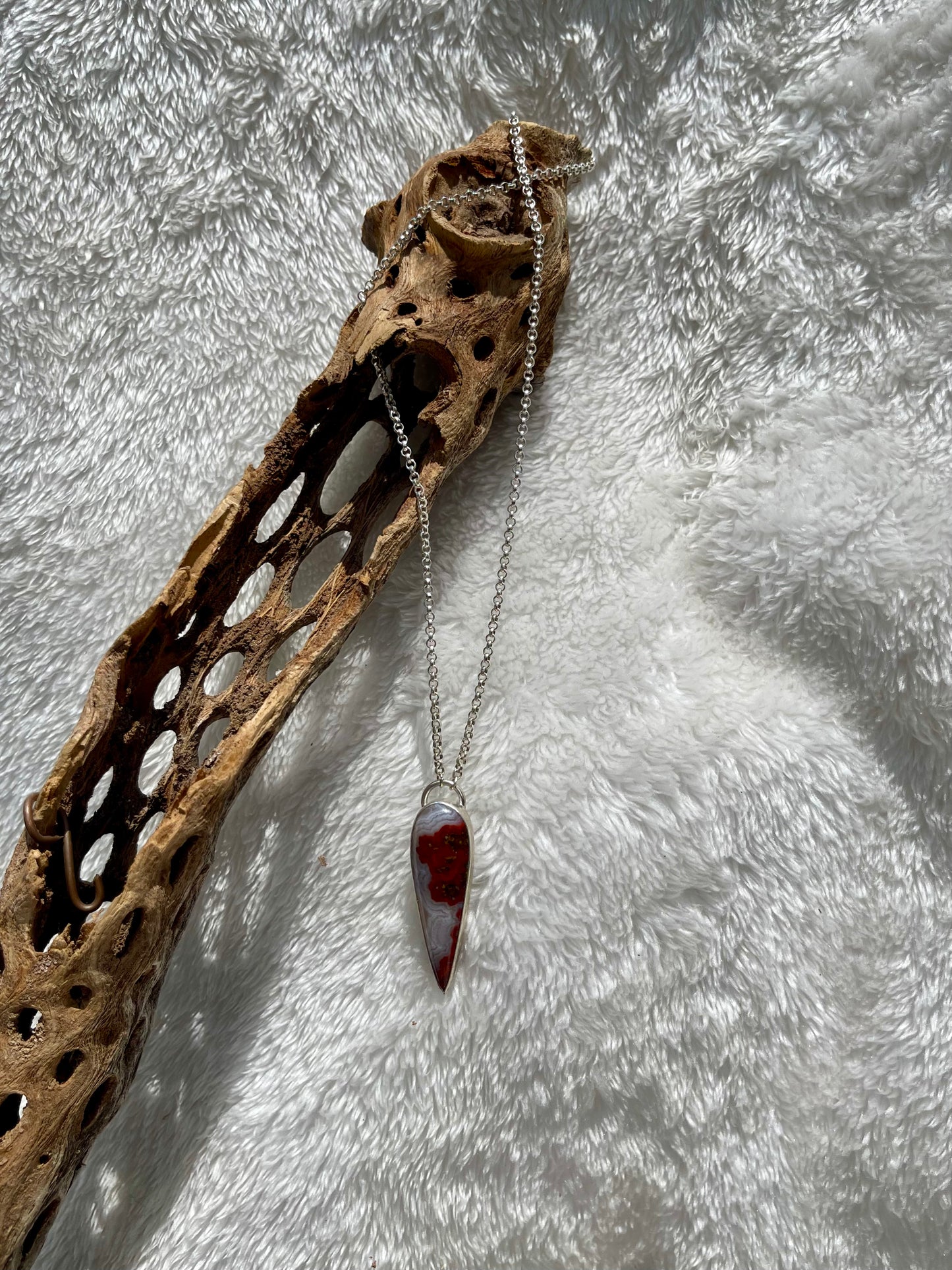 Crazy Lace Agate & Silver Teardrop