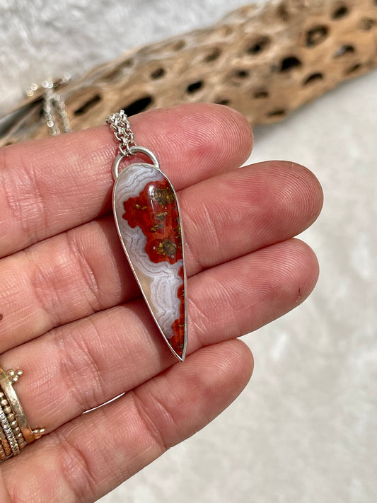 Crazy Lace Agate & Silver Teardrop