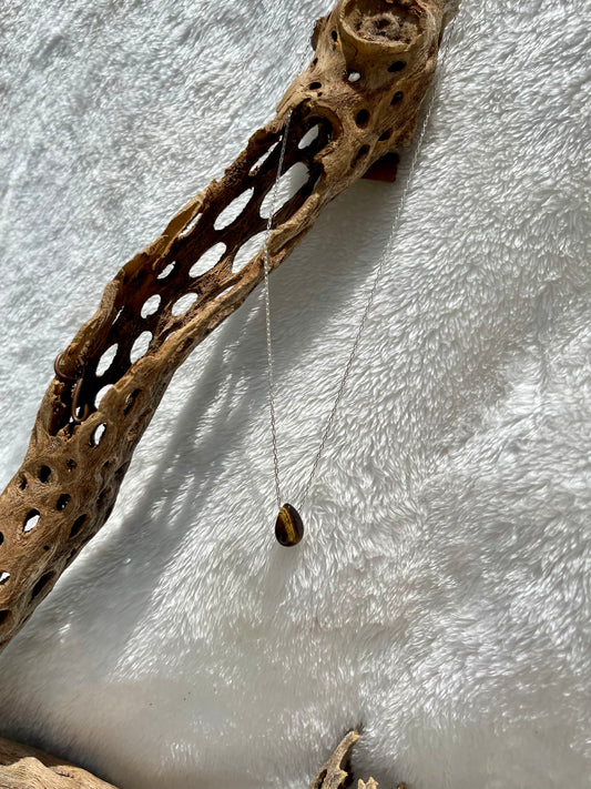 Tiger Eye & Silver Teardrop