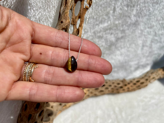 Tiger Eye & Silver Teardrop