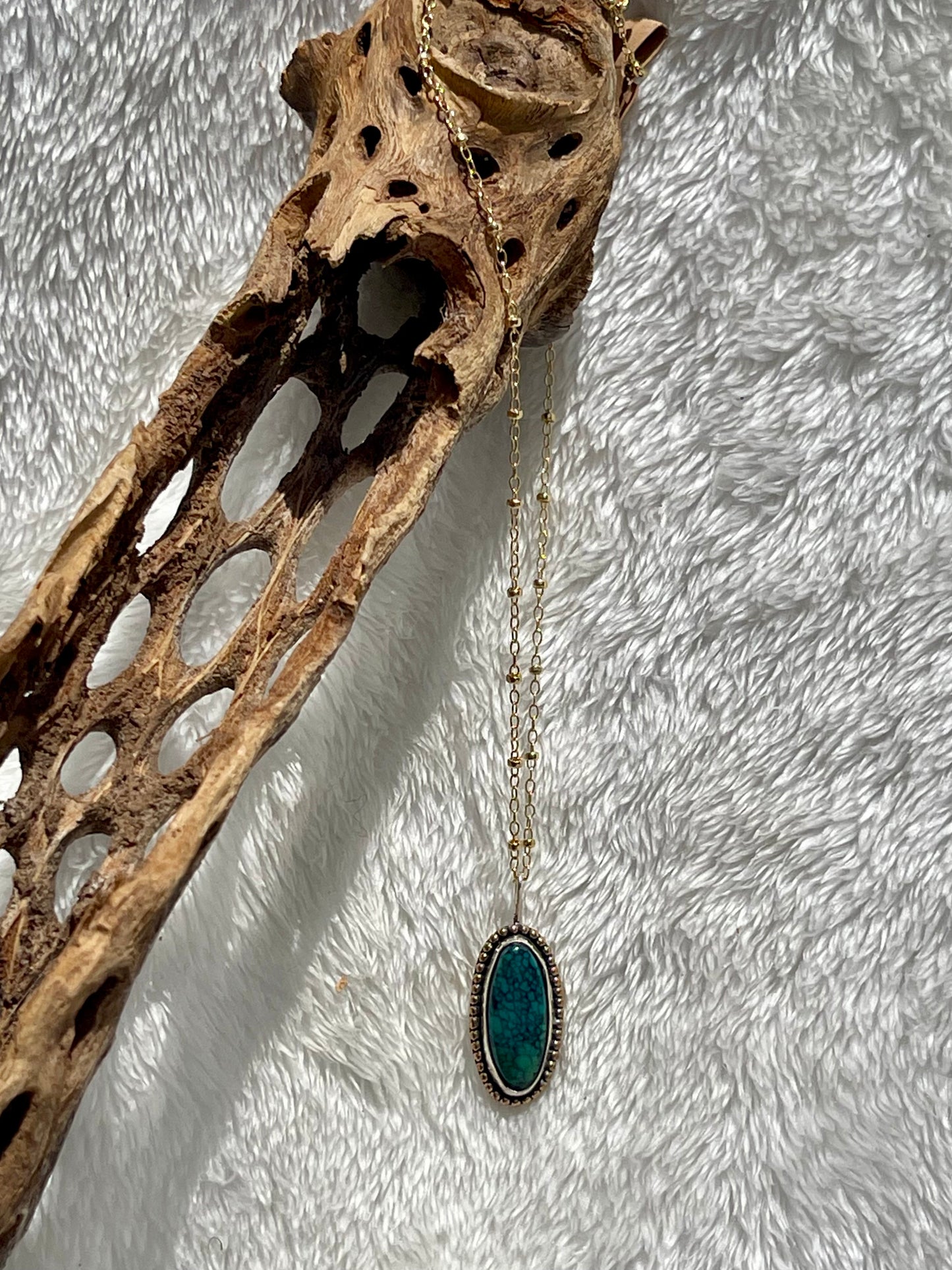 Turquoise & Silver Elongated Oval