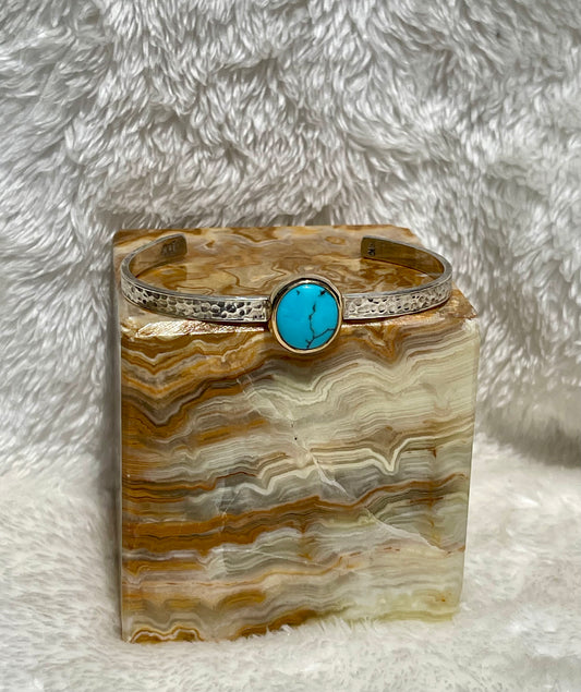 Kingmen Turquoise set in 14K Gold & Silver