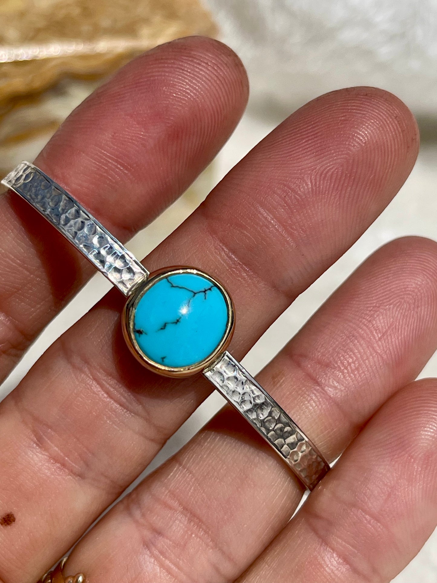 Kingmen Turquoise set in 14K Gold & Silver