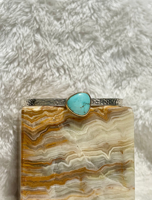 Turquoise set in 14K Gold & Sterling Silver Soft Triangle