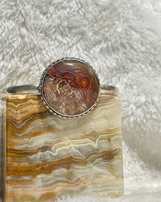 Crazy Lace Agate & Silver Hypnotizing Circle