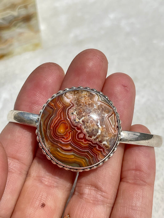 Crazy Lace Agate & Silver Hypnotizing Circle