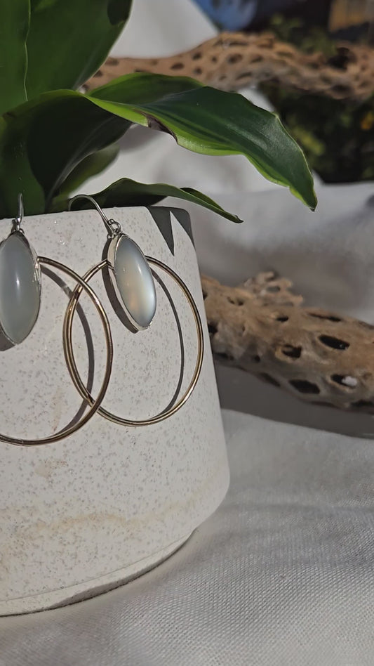 Silky Moonstone Infinity Hoops